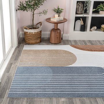Arches Contemporary Minimalist Machine-washable Area Rug